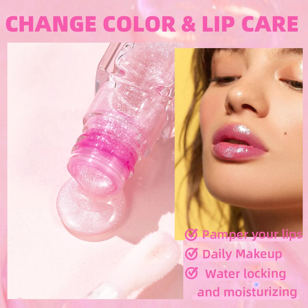 QIBEST 2024 New Temperature Color Changing Lipgloss Moisturizer Long-lasting Liquid Lipstick Lip Plumper Gloss Makeup For Women Peaceful Pleasures Health and Wellness