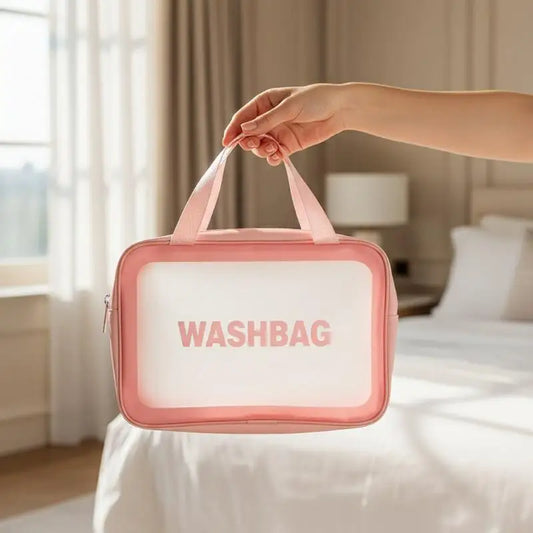 Dry-wet Separation Double Transparent PU Makeup Bag Portable Washing Bag Cosmetic Storage Bag Travel Fitness Swimming Essentials Peaceful Pleasures Health and Wellness
