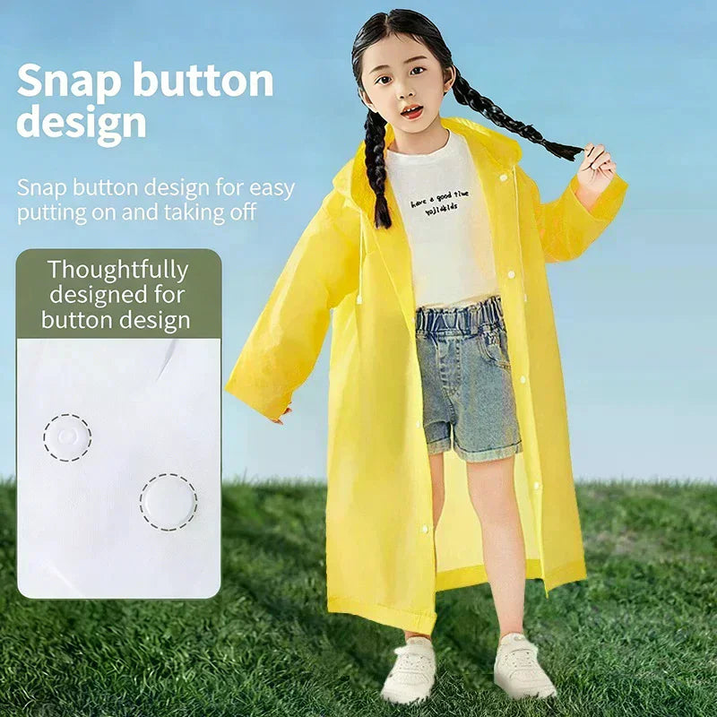 Kids Disposable Rain Poncho with Backpack Space – Long Raincoat
