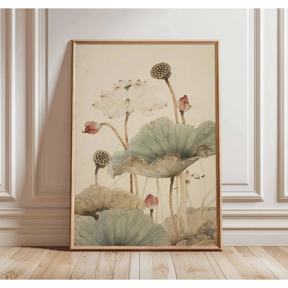 1 Frameless Japanese Tree Poster,Retro Landscape Painting,Natural Wall Art Print,Peaceful Landscape Art,Spring Flower Decoration Peaceful Pleasures Health and Wellness
