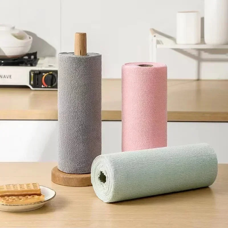 Reusable Microfiber Cleaning Cloth Roll – 20 Sheet Paper Towel Replacement