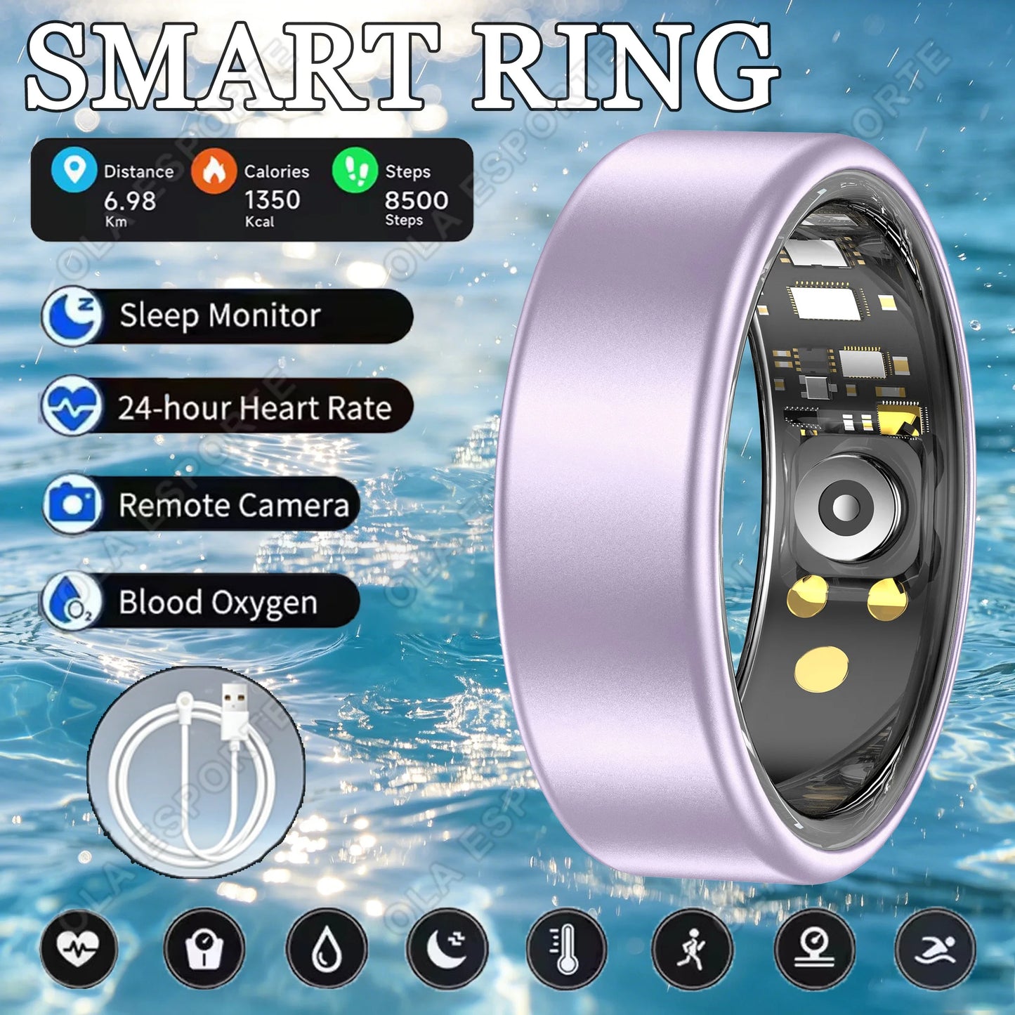 Smart Ring Blood Pressure Heart Rate Sleep Monitoring Smartring IP68 & 5ATM Waterproof Multi-sport Mode Smartring Man Women 2026 Peaceful Pleasures Health and Wellness Purple 14