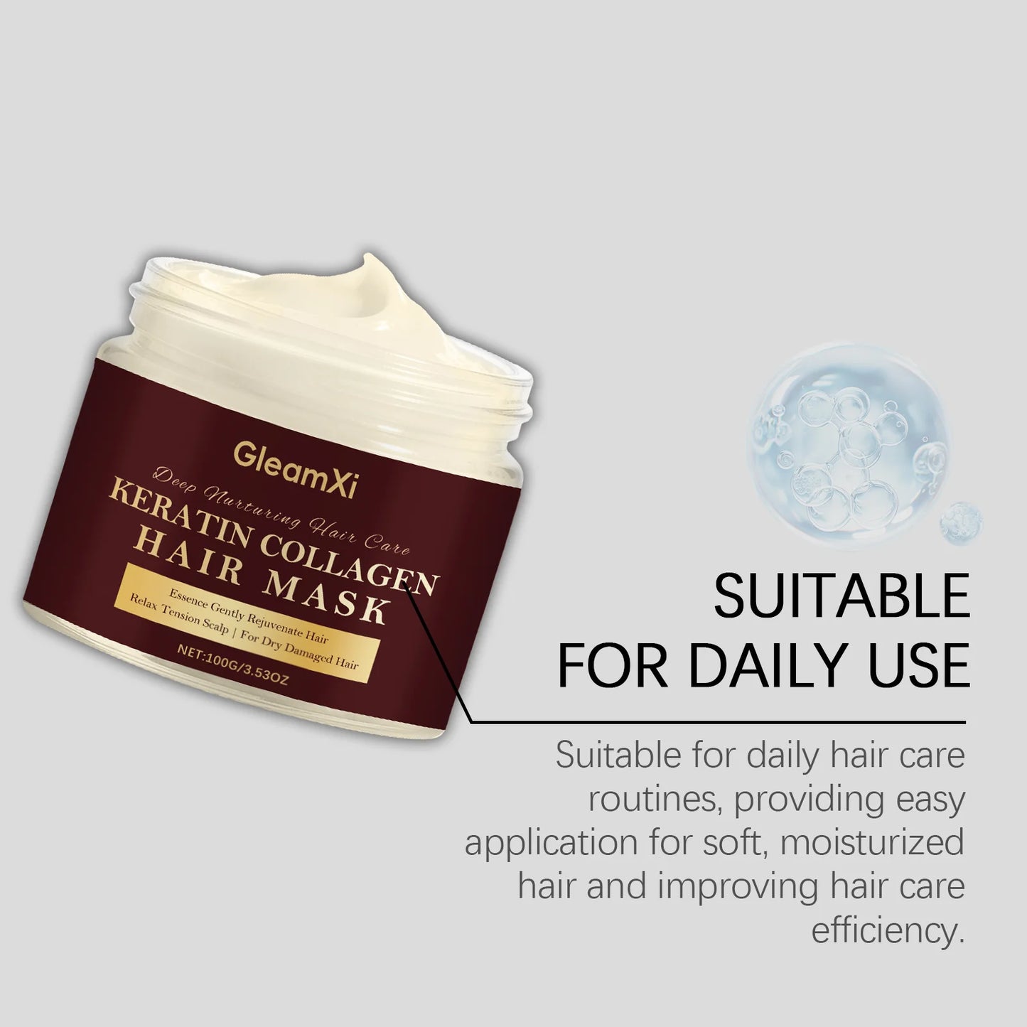 Gleamxi Collagen Hair Mask – Anti-Frizz Deep Repair Treatment