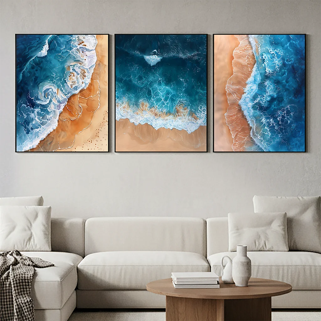 Ocean Coastal Canvas Wall Art | Nordic Beach Poster Print Canvas Wall Art Peaceful Pleasures Health and Wellness