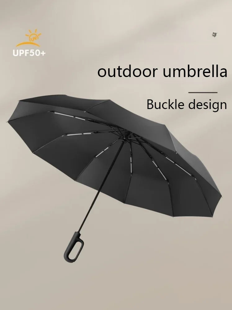 Automatic Folding Umbrella – Large Canopy, UV & Rain, Ring Buckle