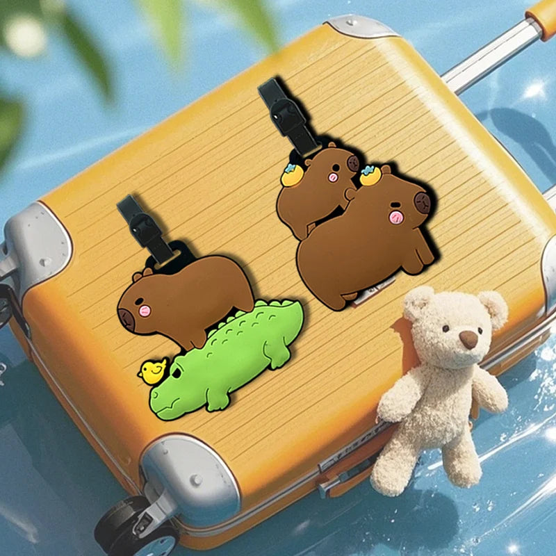 Cartoon Capybara PVC Luggage Tag | ID & Address Holder