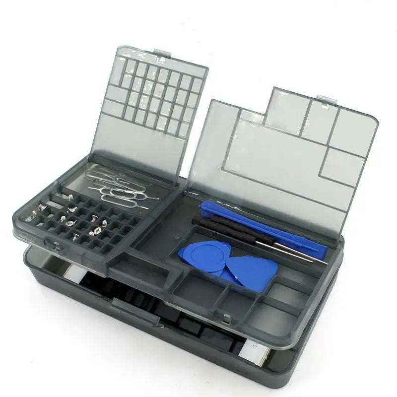 Double Layer Electronic Parts Storage Box | Multi-Grid Organizer