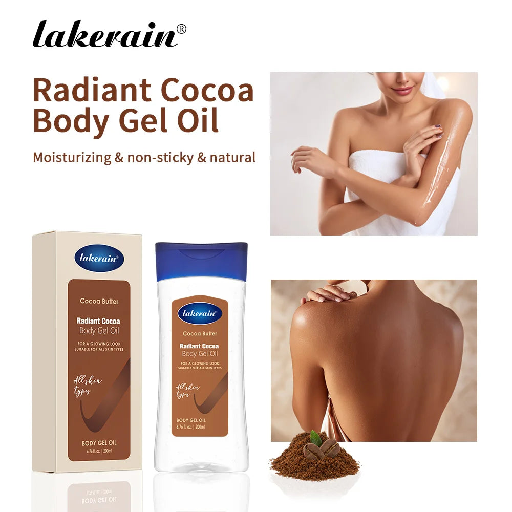 Radiant Cocoa Body Gel Oil Moisturizing Radiant for Glowing Skin Body Gel Oil Cocoa Butter Hydration For Dry Skin Care Peaceful Pleasures Health and Wellness 1pc