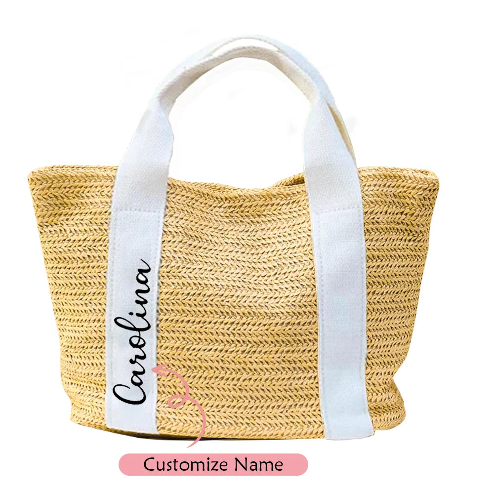 Personalized Beach Straw Tote Bag | Bridesmaid & Bachelorette Gift