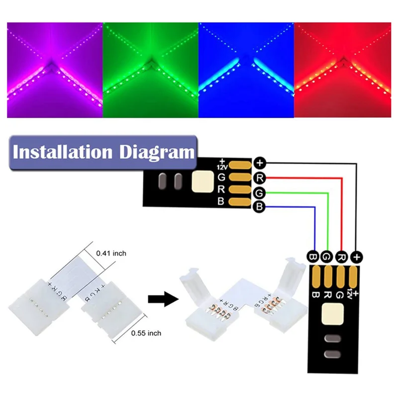 A36T-2 Set 16.4FT(5M) 4-Pin RGB LED Strip Extension Cable,LED Strips Connectors Kits For 5050 Flexible RGB LED Strip Light Peaceful Pleasures Health and Wellness