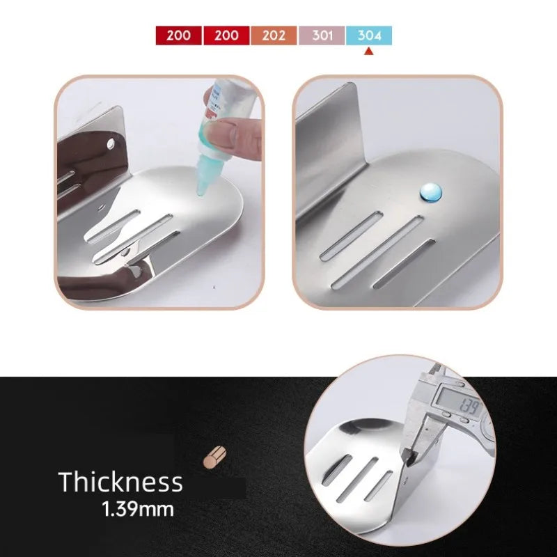 Stainless Steel No-Drill Wall-Mounted Soap Dish & Shower Holder
