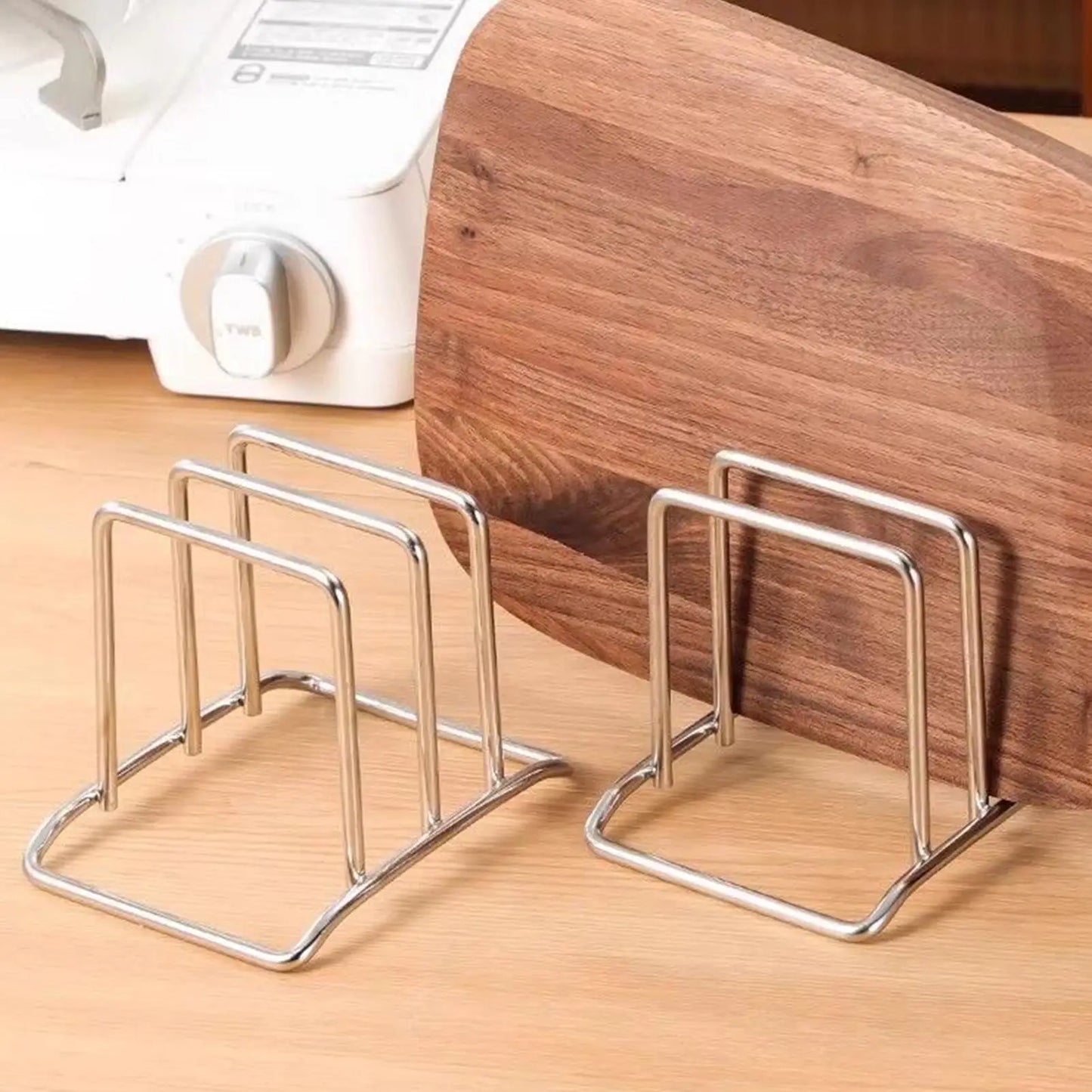Stainless Steel Cutting Board & Pot Lid Organizer Rack