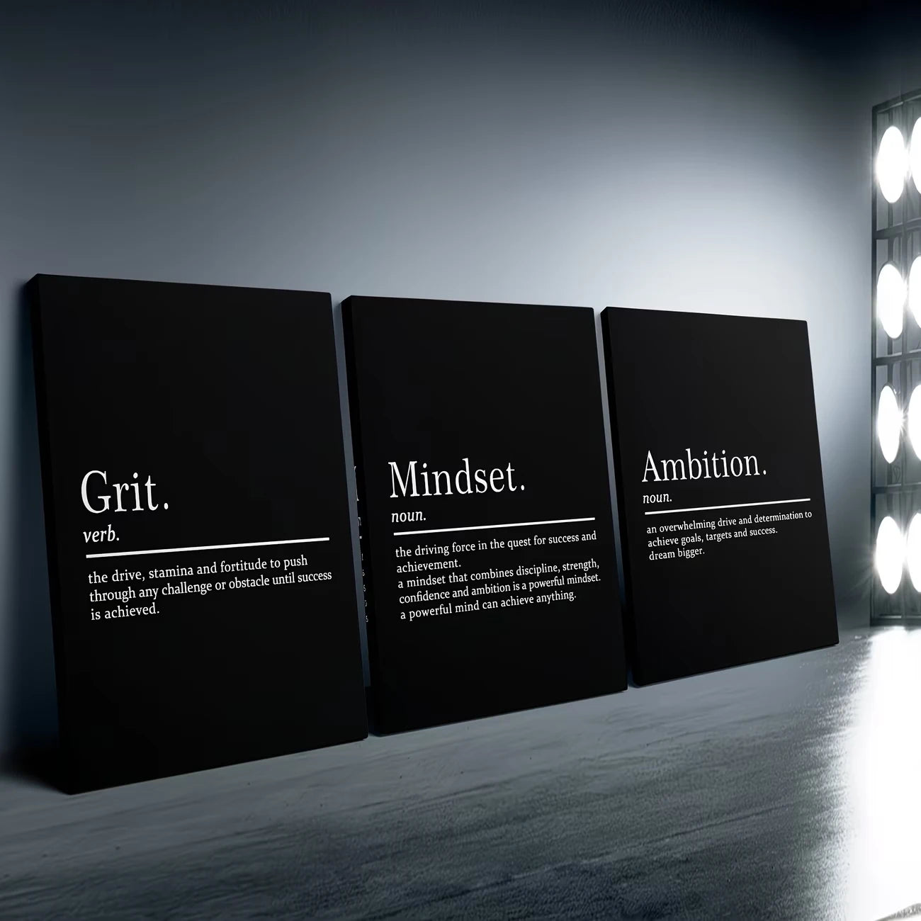 3-Piece Determination & Ambition Canvas Wall Art | Modern Print