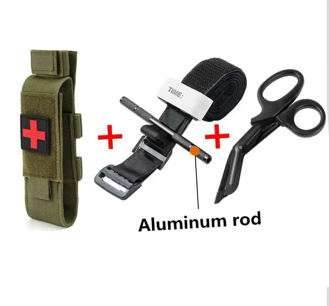 Second Generation Upgrade Repeated Use Strengthen Tactical First Aid New Metal Aluminum Rod Tourniquet Survival Hemostasis Peaceful Pleasures Health and Wellness Aluminum green suit