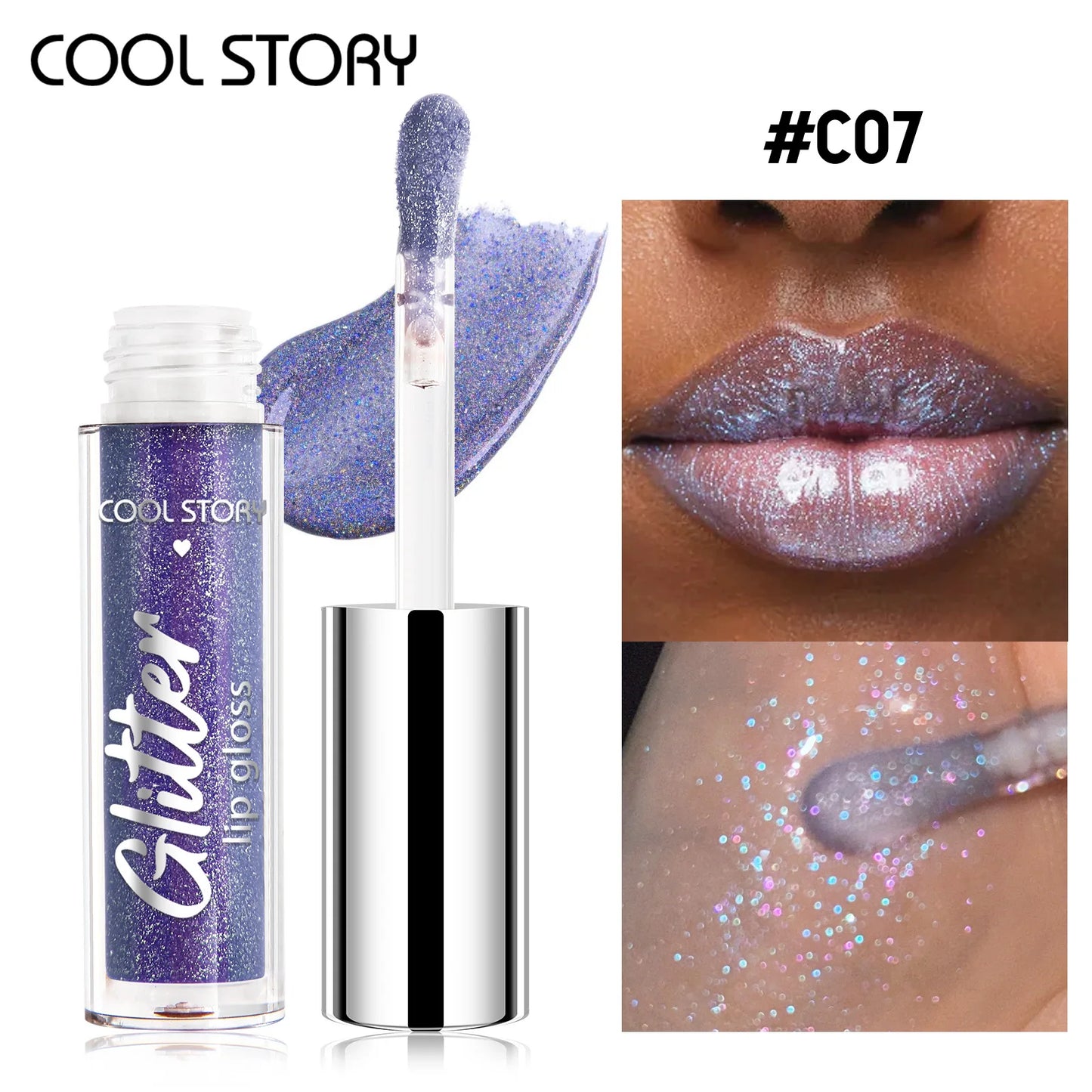 8-Color Glitter Lip Gloss | High Shine Pearl Lip Glaze with Sparkle