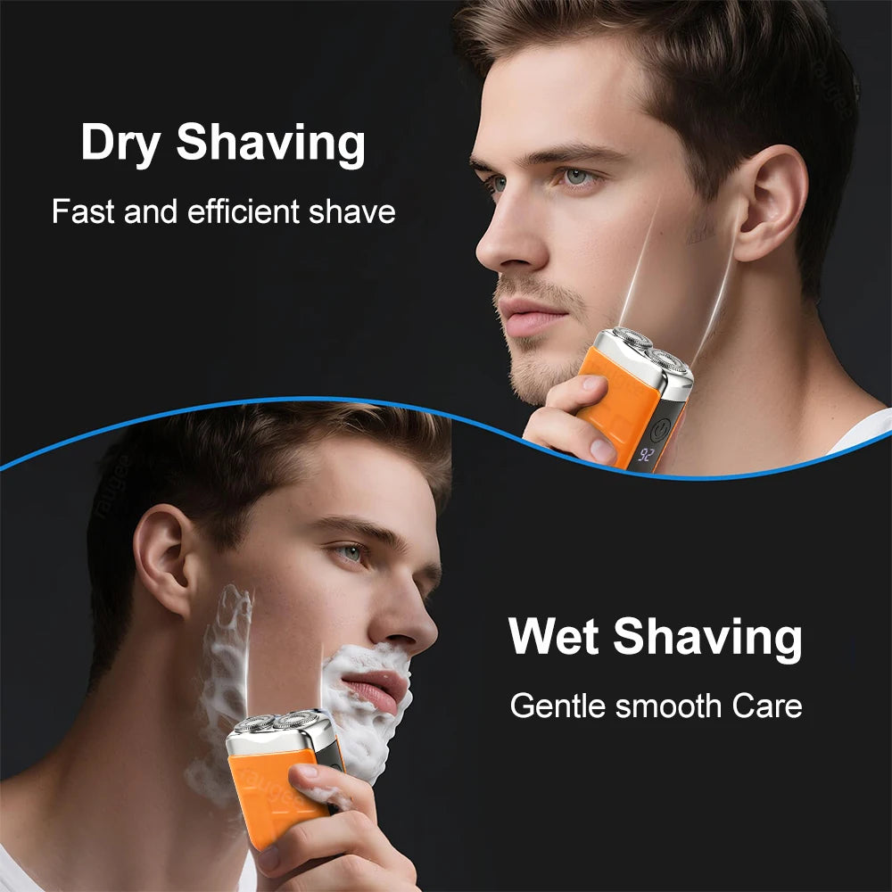 Mini Electric Shaver for Men Wet/Dry Facial Beard Trimmer Rechargeable Portable Mini Beard Shaver Dual-Head Blade Electric Razor Peaceful Pleasures Health and Wellness