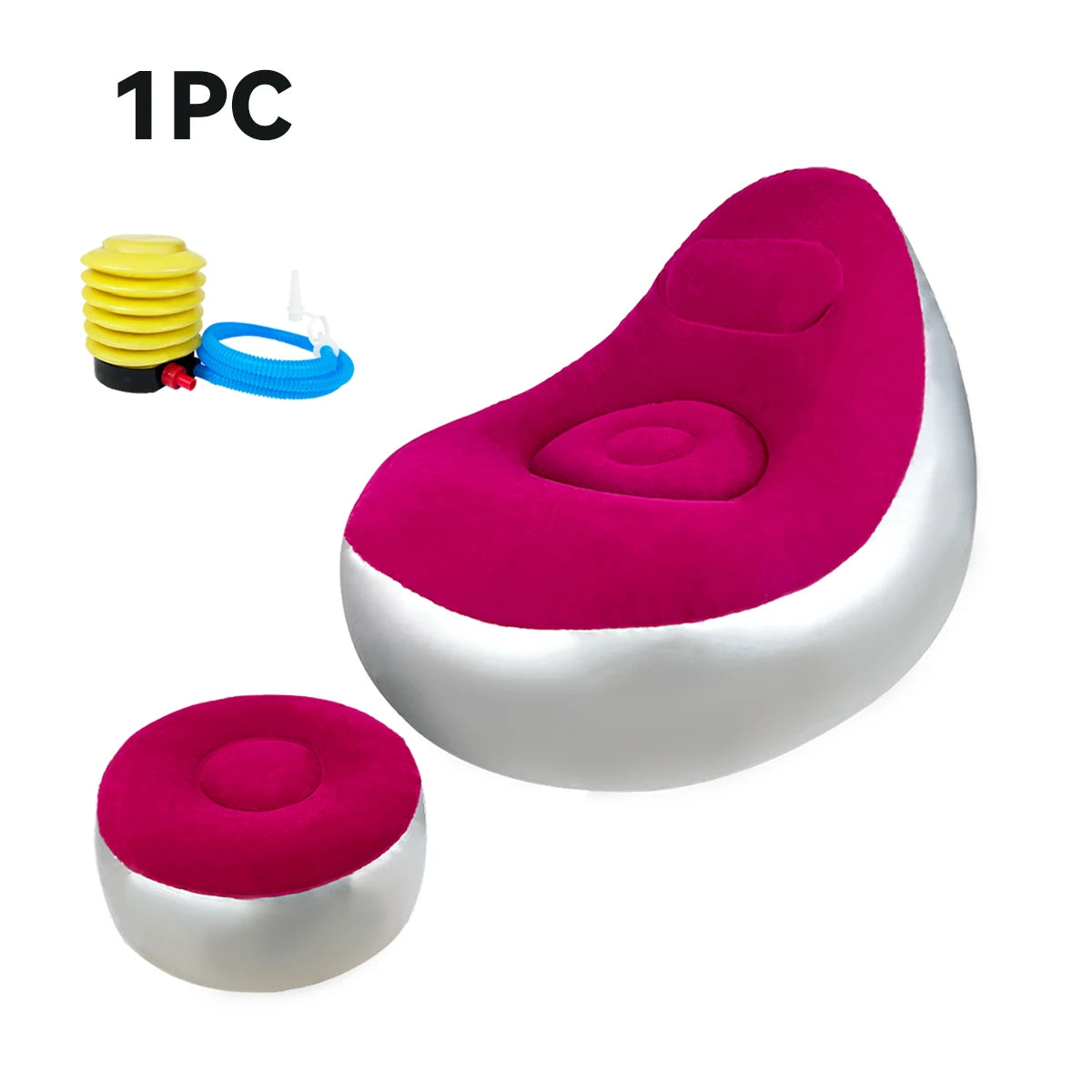 Inflatable Lazy Sofa Chair Folding Portable Lazy Sofa with Foot Stool Air Couch Sofa for Livingroom and Bedroom Peaceful Pleasures Health and Wellness Red United States