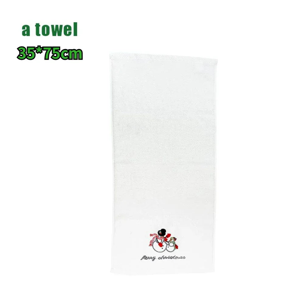 Christmas themed embroidered soft and skin friendly pure Cotton towels suitable for daily kitchen and bathroom use Peaceful Pleasures Health and Wellness 04