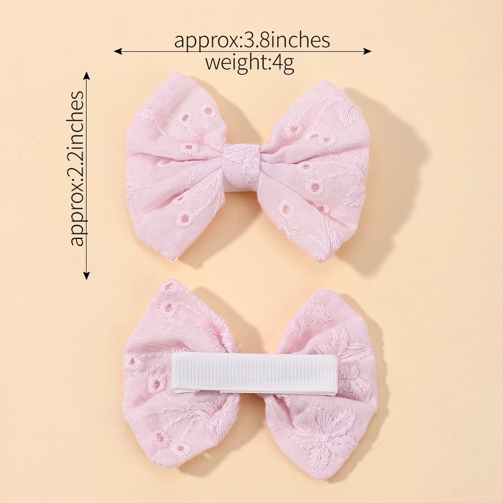 Lovely Cotton Bowknot Clips Safe Hairpins Girl Fresh Pastoral