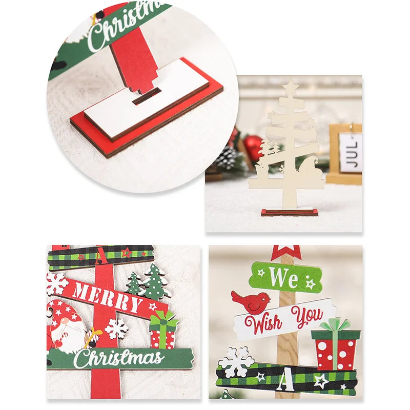 Wood Christmas Tree Ornaments Set Desktop Centerpieces Tabletop Holiday Decorations For Home, Offices, And Shops Peaceful Pleasures Health and Wellness
