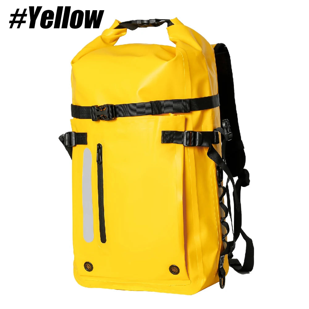 1PCS Waterproof Backpack Heavy Duty Hiking Roll-Top Closure Cushioned Dry Bag for Outdoor Travel Camping Men Women Peaceful Pleasures Health and Wellness Yellow-1PCS