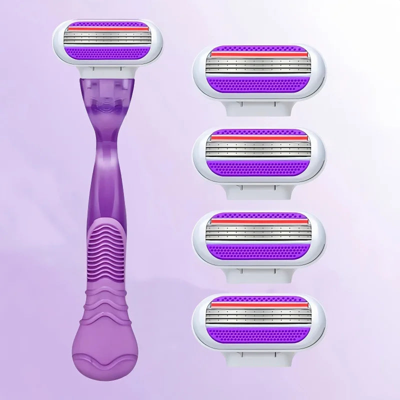 Women's Reusable Razor – 1 Handle & 3 Triple-Blade Cartridges
