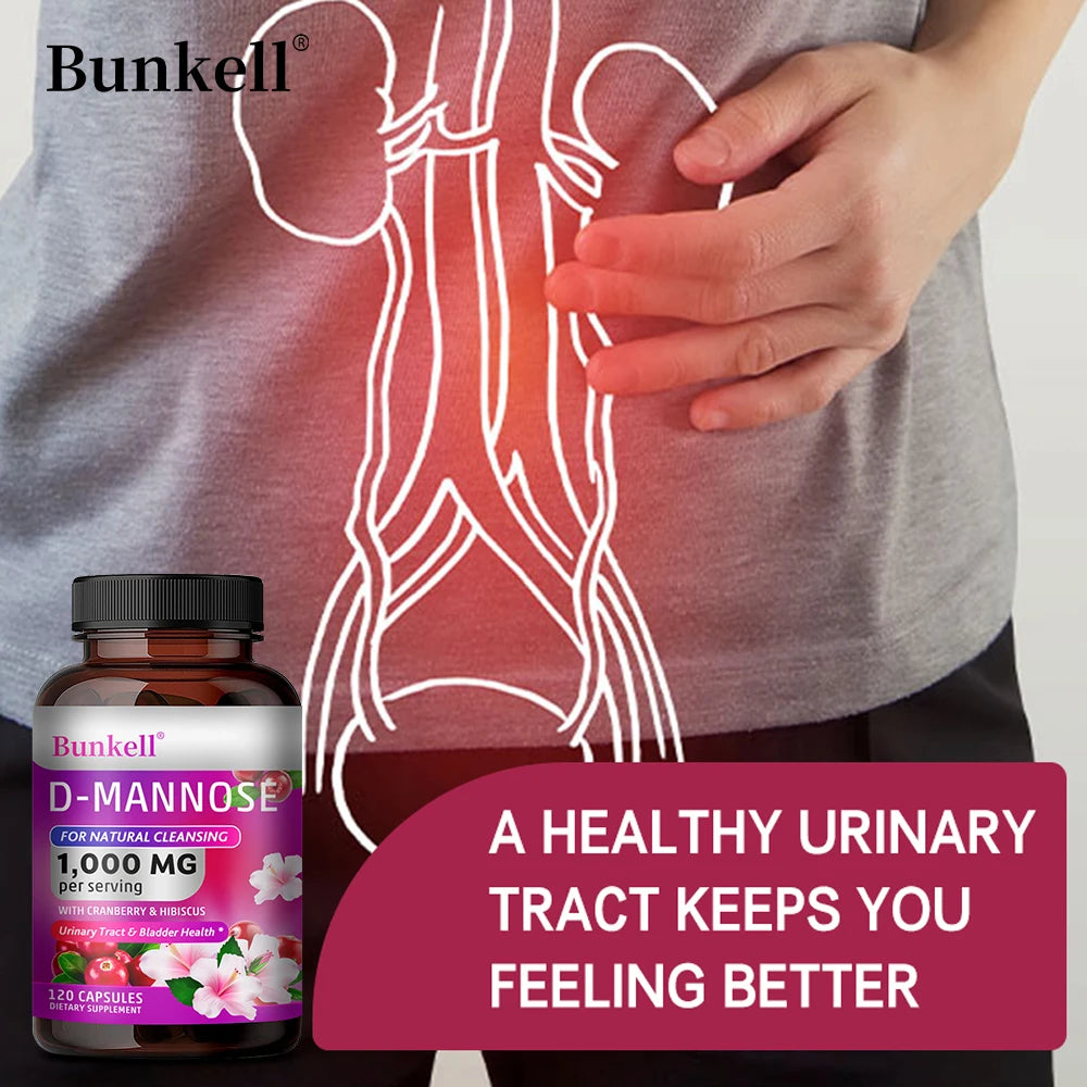 D-Mannose 1000mg Capsules - Cranberry, Hibiscus, Urinary Tract Health, Bladder Support, UTI Defense, Natural Cleansing & Detox Peaceful Pleasures Health and Wellness