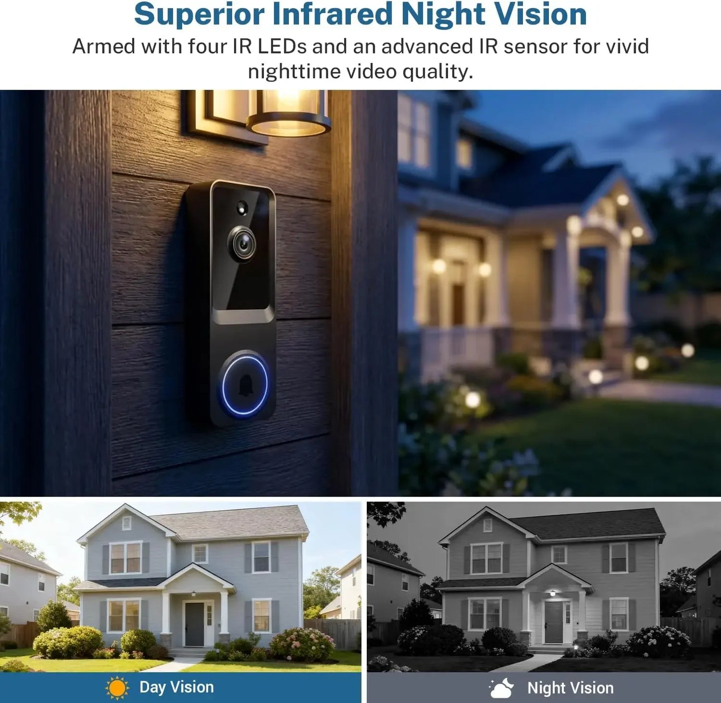 Wireless Video Doorbell Camera with Cloud Storage, Night Vision, Real-Time Alerts for Home Security Peaceful Pleasures Health and Wellness