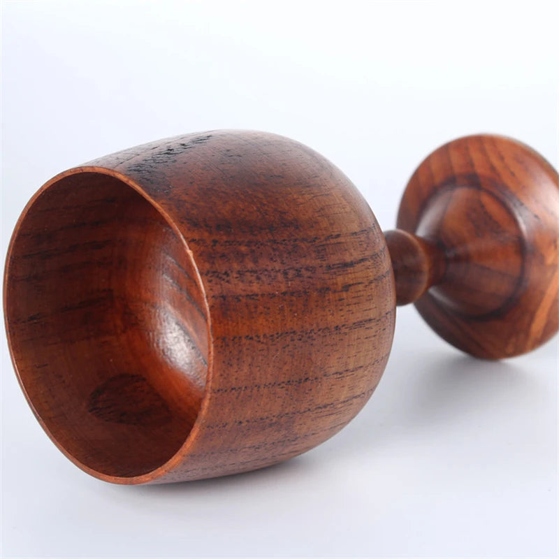 Handmade Natural Spruce wood Goblet Cup Environmental Classical Wine Glass Round Red Wine Teapcup Solid Wooden Goblets Drinkware Peaceful Pleasures Health and Wellness