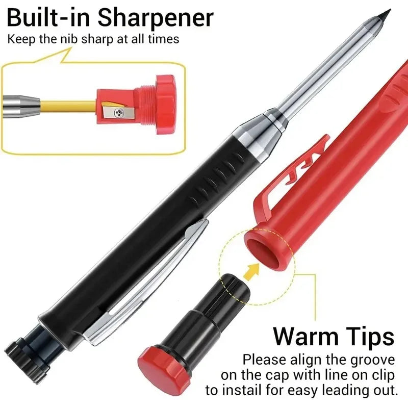 Carpenter Mechanical Pencil & Sharpener – 2.8mm 3 Color Refills