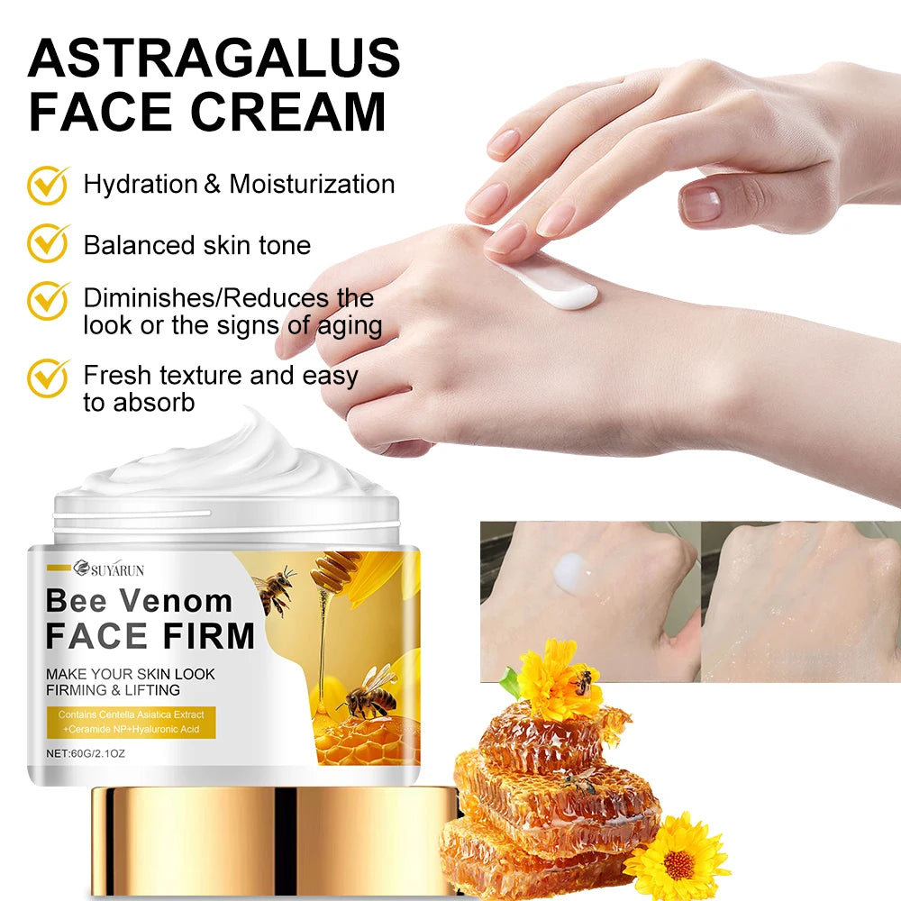 SUYARUN Bee Venom Collagen Anti-Aging Face Cream | Firming Lifting Moisturizer | Wrinkle Reduction | 24H Hydration. Peaceful Pleasures Health and Wellness