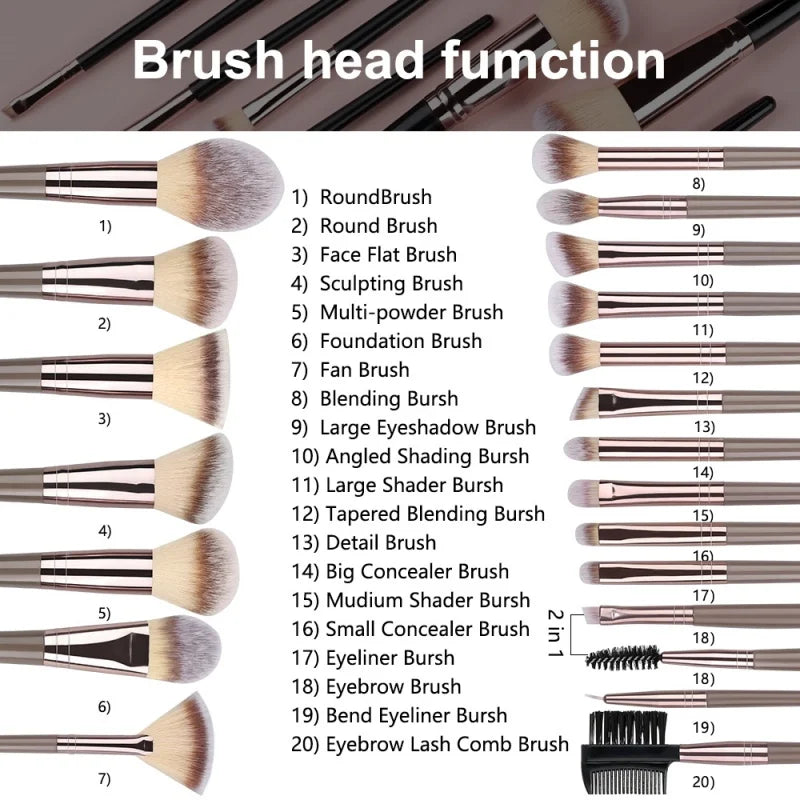 RUNTOIN 20-Piece Makeup Brush Set – Soft Fluffy Cosmetic Brushes Makeup Brush Set Peaceful Pleasures Health and Wellness