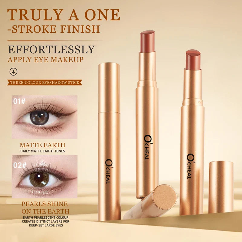 O'CHEAL 3-Color Gradient Glitter Eye Shadow Stick – Waterproof