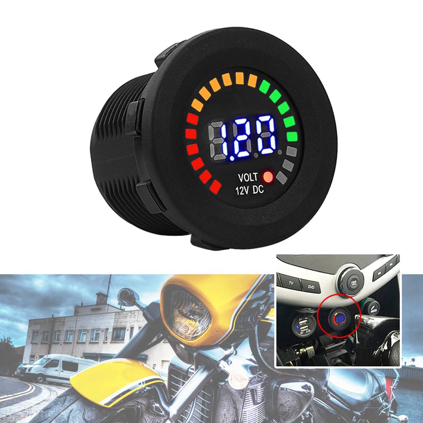 12V Waterproof LED Digital Voltmeter | Motorcycle & Car