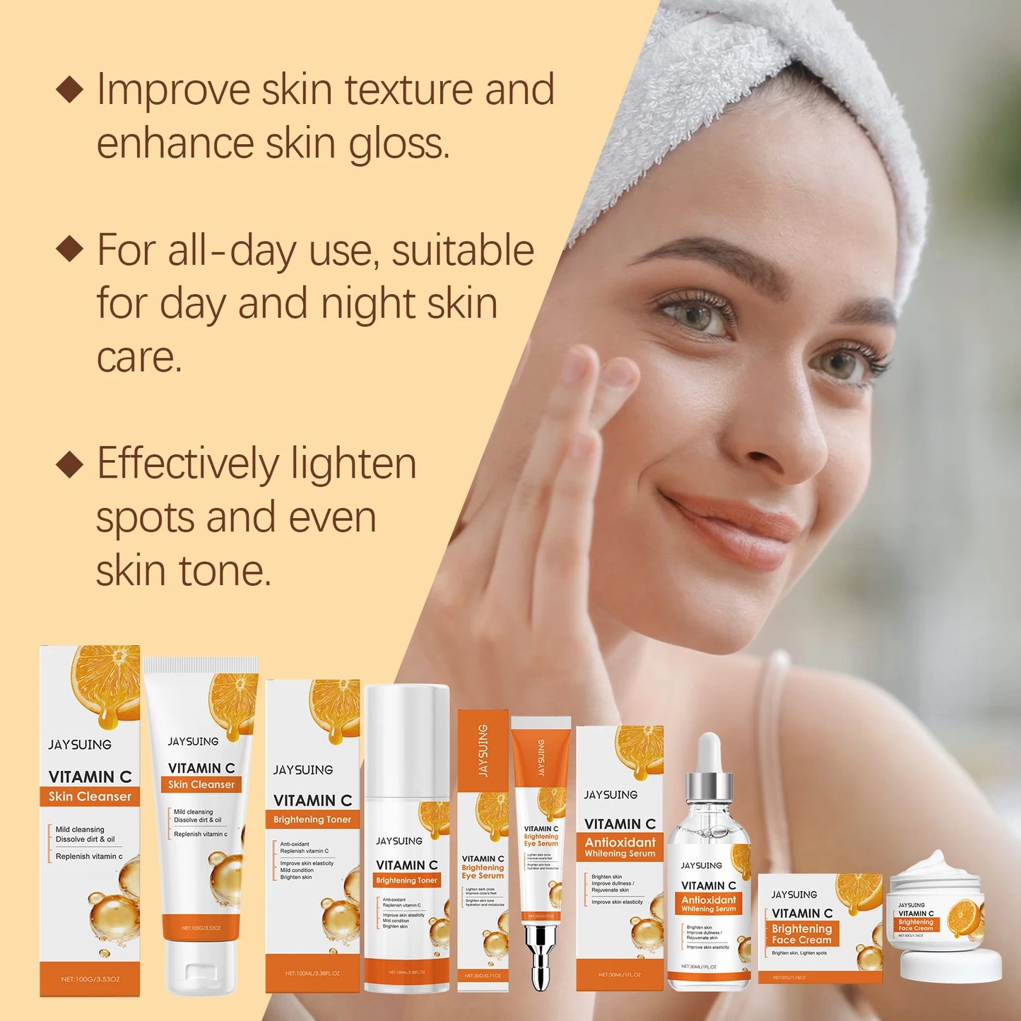 Jaysuing Vitamin C Skincare Set – 5-Piece Face Care Kit