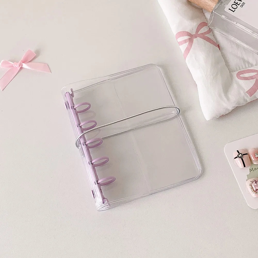 Portable Clear View Transparent Display Album Cover Waterproof PVC M5 Photo Card Holder Idol Pictures Storage Loose-Leaf Booklet Peaceful Pleasures Health and Wellness Purple M5 Cover