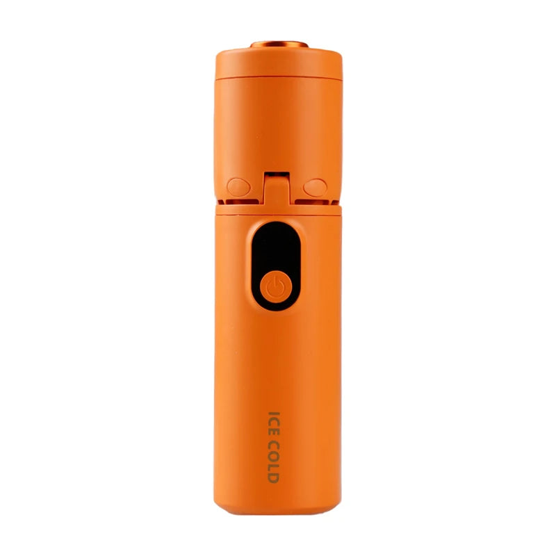 Mini Turbo Fan Ice Cooling Handheld Fan 5 Adjustable Speeds 90° Foldable Refrigeration Blower Fan For Travel Outdoor Use Peaceful Pleasures Health and Wellness Orange