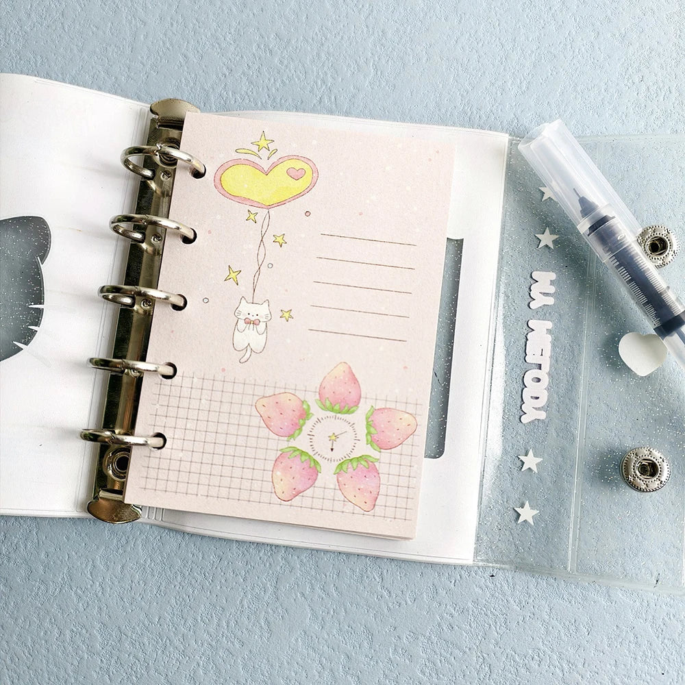 50 M5 Hand Account Book Loose Leaf Paper Pink Strawberry Purple Heart