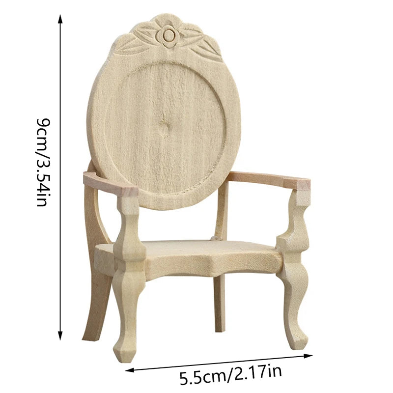 1:12 Miniature Wooden Armchair for Dollhouse Furniture Decor