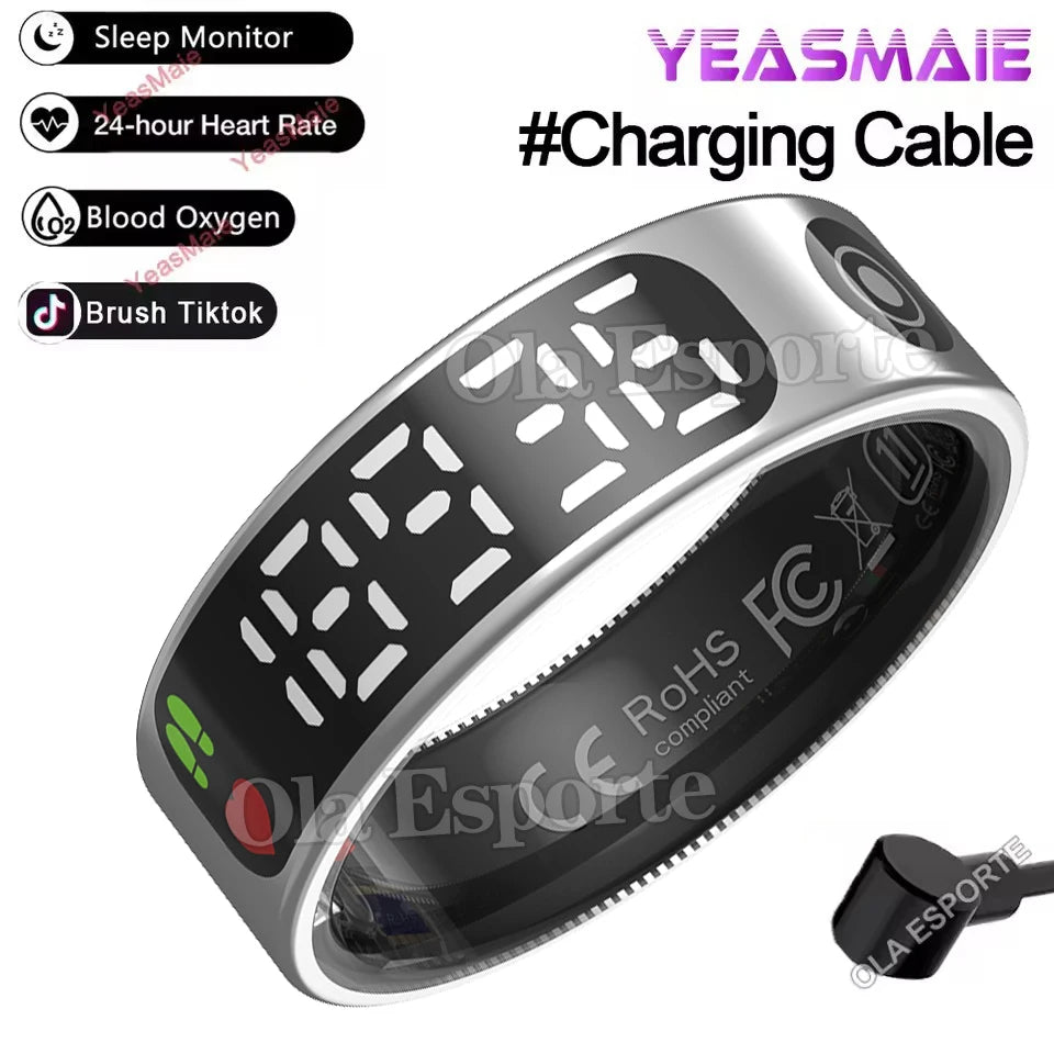 Smart Ring LED Display | Heart Rate & Blood Oxygen Tracker