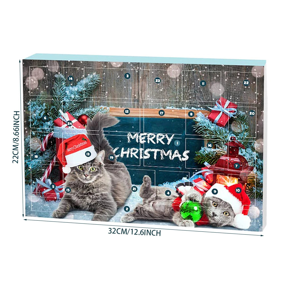 24pcs 2024 Christmas Cat Toy Advents Calendar Funny Countdown Collectible Interactive Cat Toy Kit Present Box Pet Supplies Peaceful Pleasures Health and Wellness