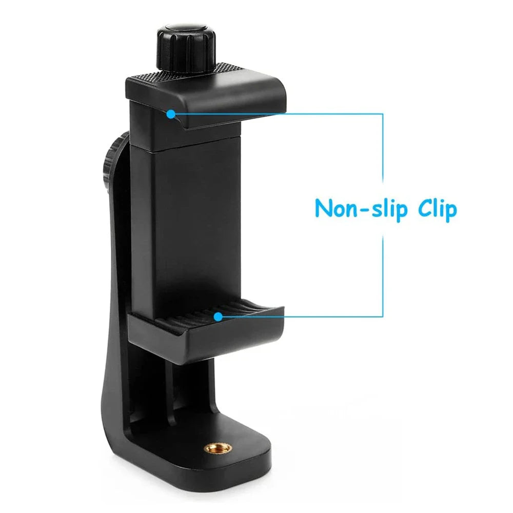 360° Phone Clip Tripod Mount Adapter – Universal 1/4 Screw