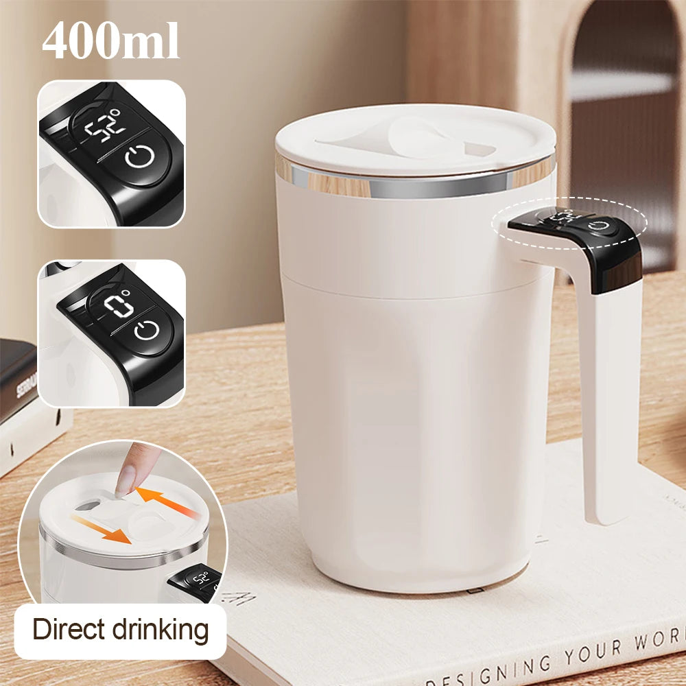 Self-Stirring Coffee Mug 400ml | Temperature Display & USB Charging