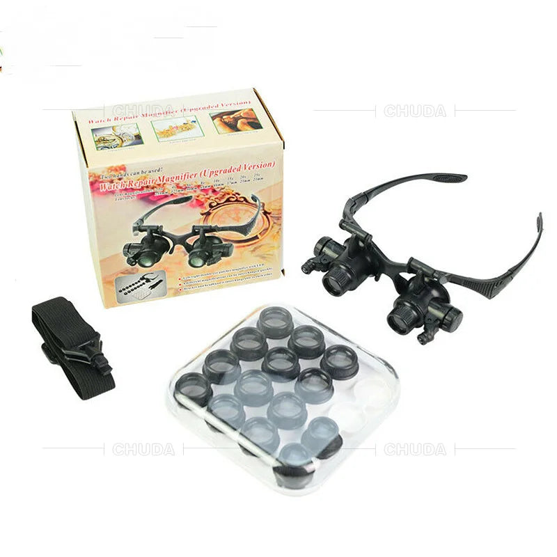 Head Mounted Magnifier with Led Light Magnifying Glass for Close Work Electronic Jewelry Watch Repair Peaceful Pleasures Health and Wellness