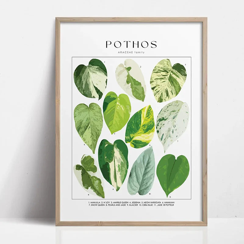 1pc Green Botanical Leaves Interior Art Print Houseplants Nature Indoors Canvas Wall Home Decor Calming Poster Foliage and Plant Peaceful Pleasures Health and Wellness 7 30x40cm Unframed