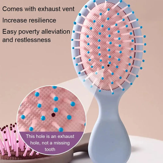Mini Travel Detangling Hair Brush – Air Cushion Oval Brush for Wet & Dry Hair, Scalp Massage, Women & Girls Peaceful Pleasures Health and Wellness