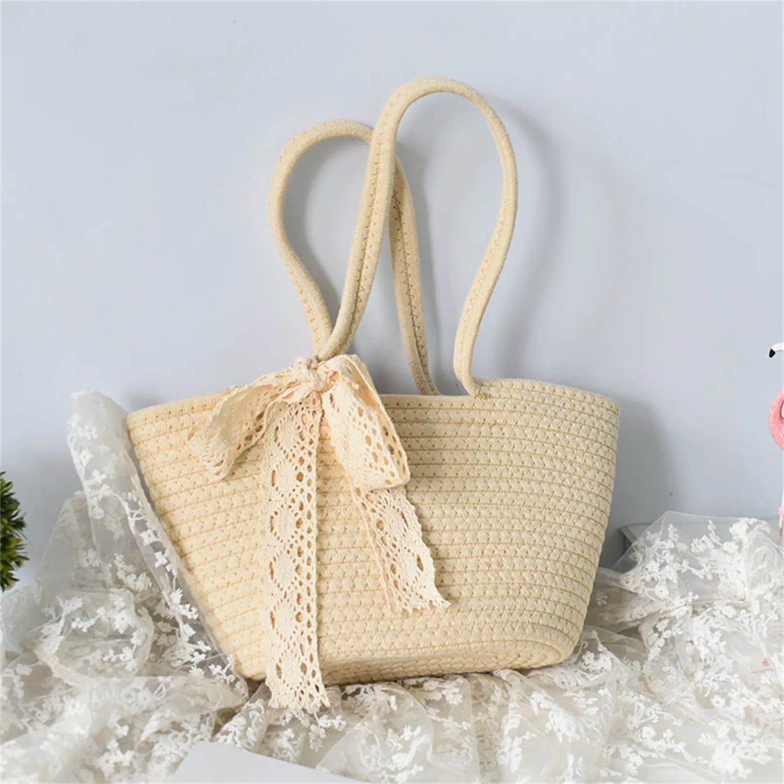 Cotton Rope Woven Shoulder Bag For Women Tote Crossbody Casual Straw Bag Lightweight And Spacious Design Peaceful Pleasures Health and Wellness