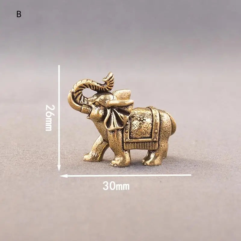 Brass Lucky Elephant Miniature Figurine | Antique Copper Statue