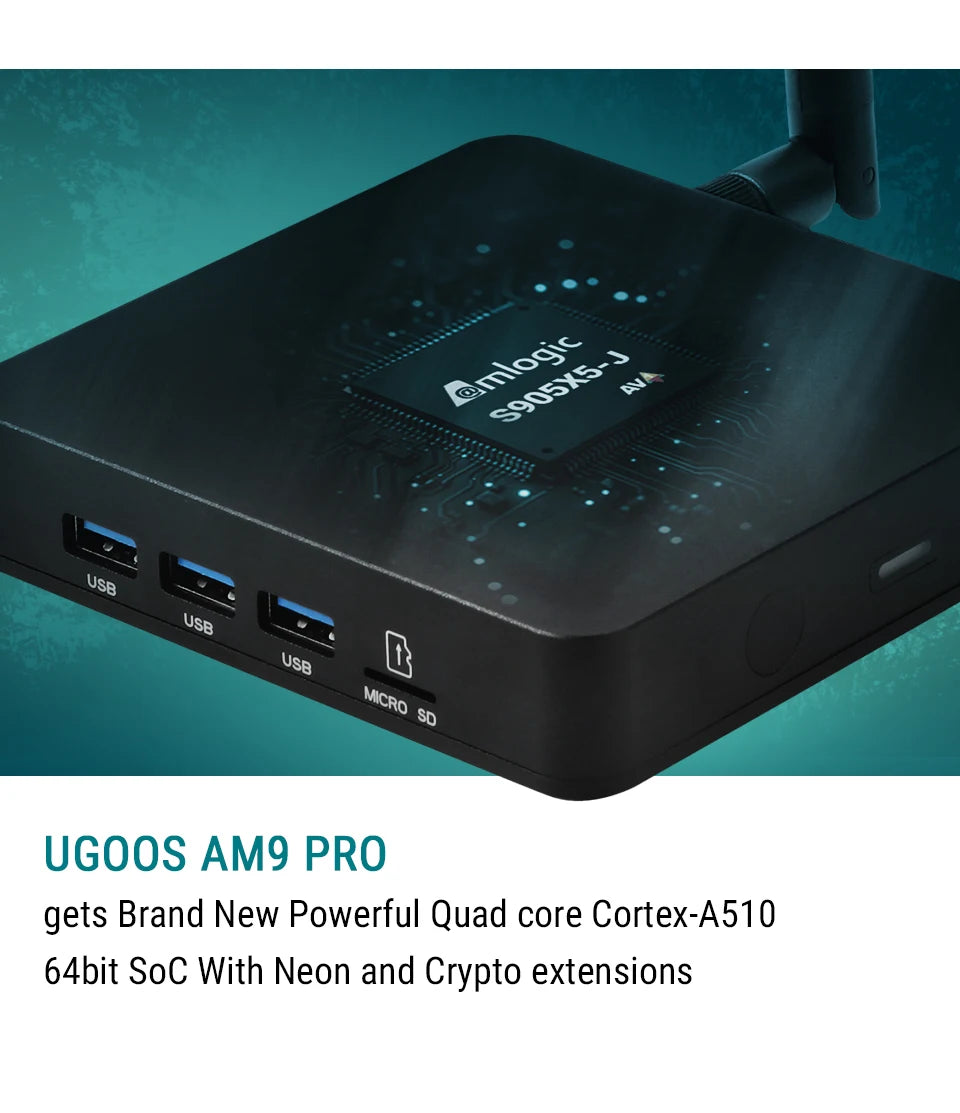 Ugoos AM9 PRO Smart TV Box Android 14 Amlogic S905x5-J LPDDR5 4GB 64GB WiFi 6 BT5.3 1000M LAN 4K HDR Set-top Box Media Player Peaceful Pleasures Health and Wellness