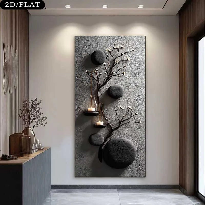 Large Modern Abstract Canvas Wall Art Print | Unframed Poster Canvas Wall Art Print Peaceful Pleasures Health and Wellness 20x40cm No Frame ZLH10433